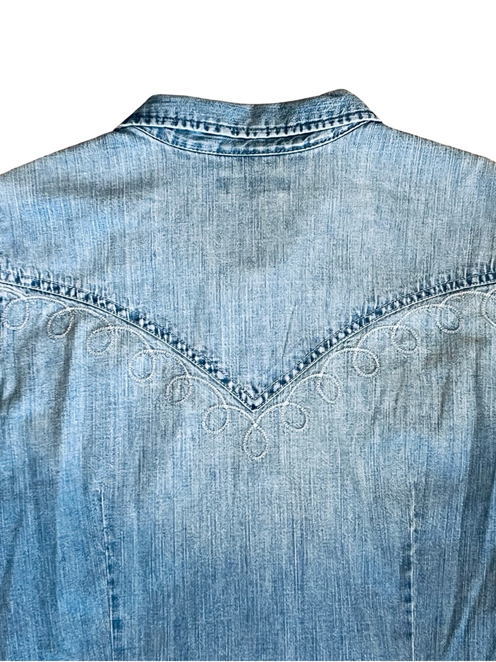 Wrangler Retro Women’s Sz M Denim Western Shirt Embroidered Pearl Snap - Picture 10 of 13